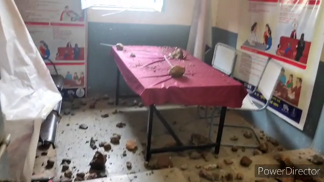 Villagers pelted stones in police station