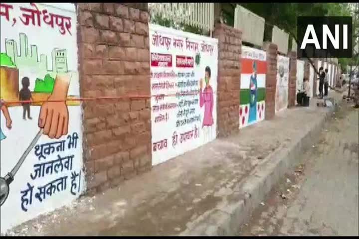 jodhpur medical college walls painted with messages for covid 19 awareness