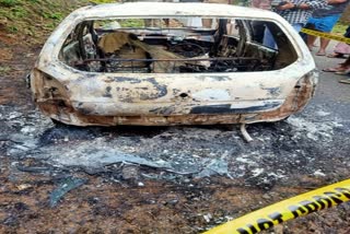 kozhikode car caught fire  driver died  ഡ്രൈവർക്ക് ദാരുണാന്ത്യം  കാറിനു തീ പിടിച്ചു
