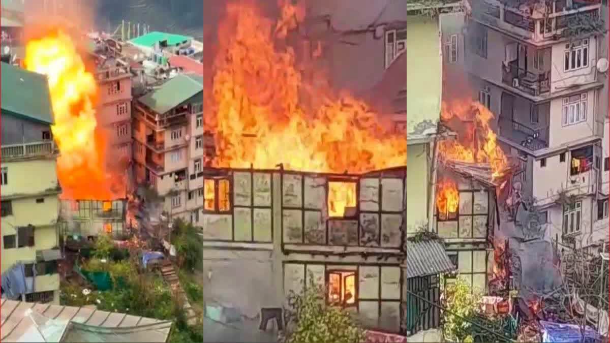 massive fire breaks out at building in gangtok Sikkim National Highway 10 Closed