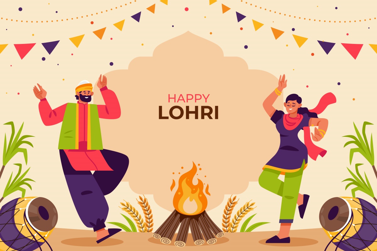 Dancing around a bonfire on Lohri