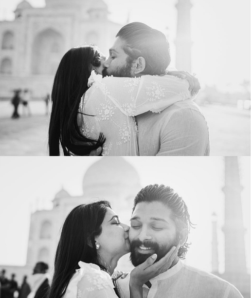 Allu Sneha Reddy and Allu Arjun in each others embrace