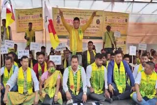 koch Rajbanshi stages protest over demand for tribalization in guwahati