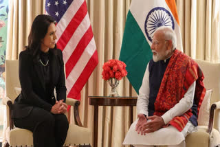 In this image released by @narendramodi via X on Thursday, Feb. 13, 2025 Prime Minister Narendra Modi with USA Director of National Intelligence, Gabbard in Washington DC.