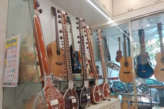 Instruments at display in Haribhau Vishwanath Musical.