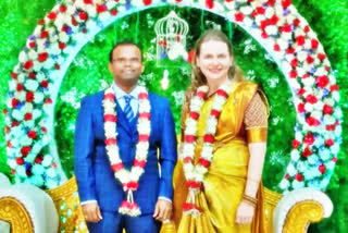 Pagidipalli Mani Anand (L) tied the knot with Amber from the US in a grand Christian ceremony