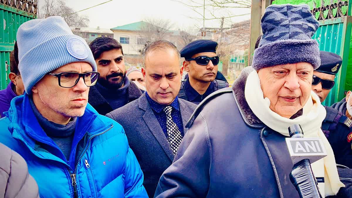 NC President Farooq Abdullah (R) with Omar Abdullah