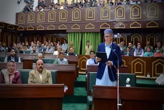 Chief Minister Omar Abdullah speaks in the Jammu and Kashmir legislative assembly