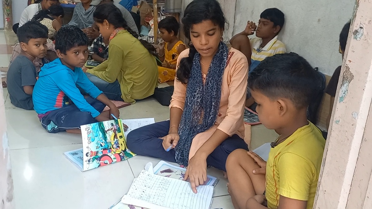 Immersed in studies, scribbling Odia and English alphabets on slates with their nimble fingers, the children at Anweshan at Dhoba Khal slum in Puri once carried loads on their shoulders to help their families