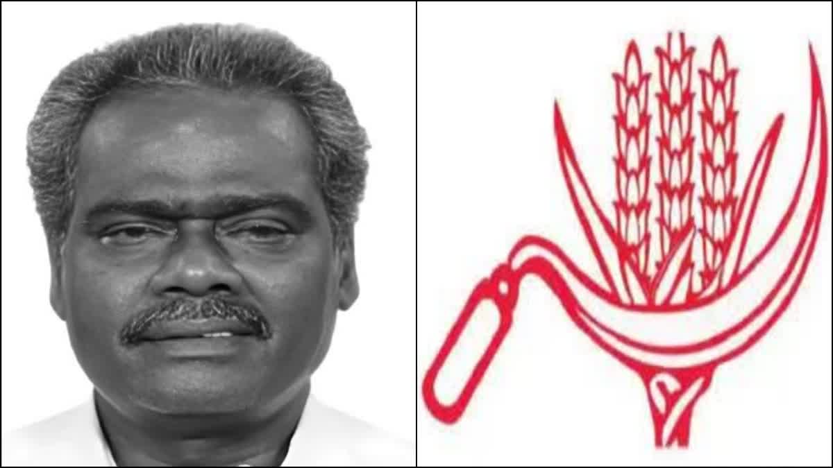 MP selvarasu and indian communist party logo photo