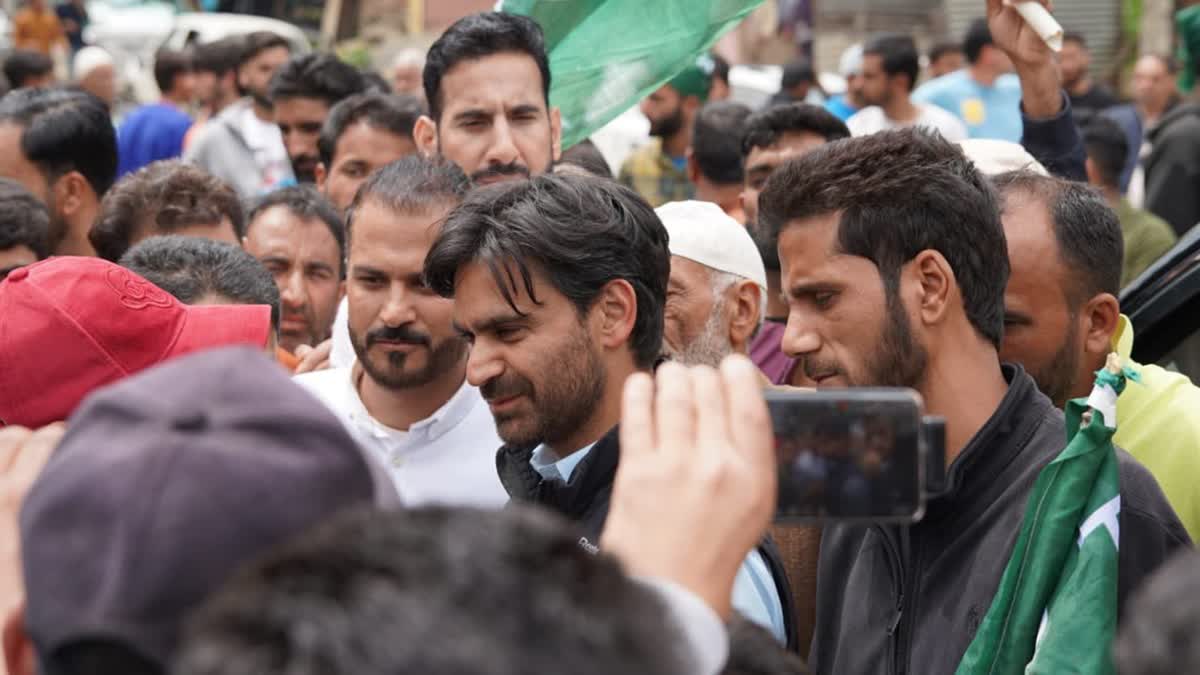 PDP Candidate Waheed Para (M) during a campaign rally for Srinagar Lok Sabha seat