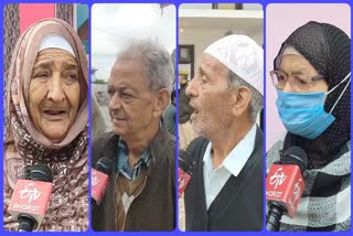 A collage of elderly voters during the fourth phase of Lok Sabha election 2024 in Srinagar