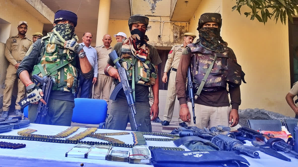 Cache of arms and ammunition recovered from two terrorists, killed during a gunfight in Kathua on June 12, 2024.