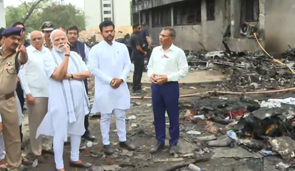 PM Modi visits the site of yesterday's Air India plane crash in Ahmedabad