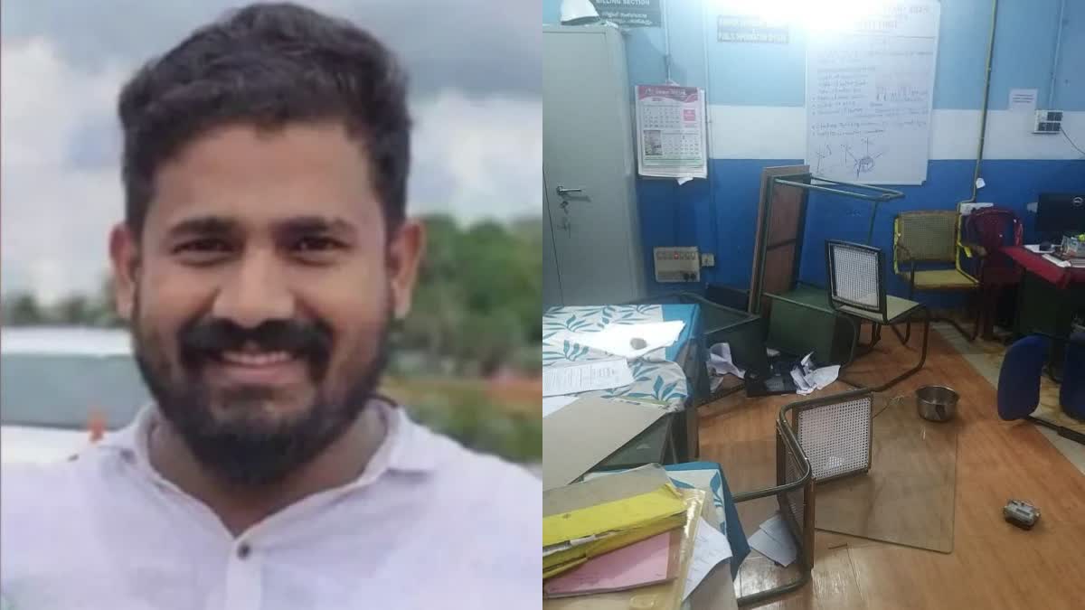 THIRUVAMBADY KSEB OFFICE ATTACK  കെഎസ്‌ഇബി ഓഫിസ് ആക്രമണം  KSEB OFFICE THIRUVAMBADY  തിരുവമ്പാടി ഓഫിസ് ആക്രമണം