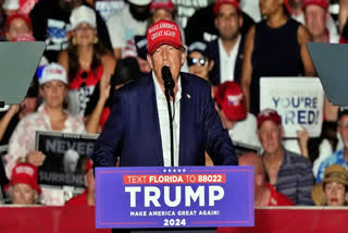 Republican presidential candidate former President Donald Trump speaks at a campaign rally at Trump National Doral Miami, Tuesday, July 9, 2024.