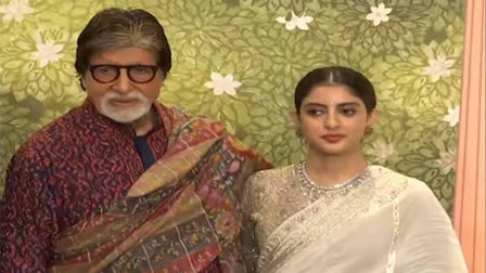 Megastar Amitabh Bachchan, along with his granddaughter Navya Naveli Nanda, arrived at Jio World Centre in Mumbai to attend Anant Ambani and Radhika Merchant's Shubh Aashirwad's ceremony.