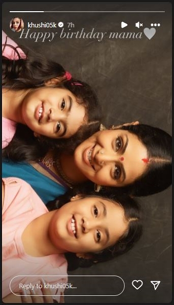 Khushi dropped a throwback picture from her childhood days with her mother on her Instagram stories which she captioned, “Happy Birthday Mama.” The adorable snap featured Khushi along with Janhvi and their mother Sridevi.