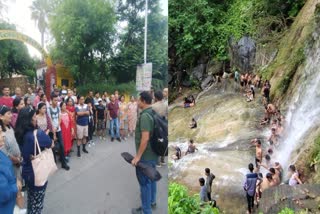people enjoying water fall