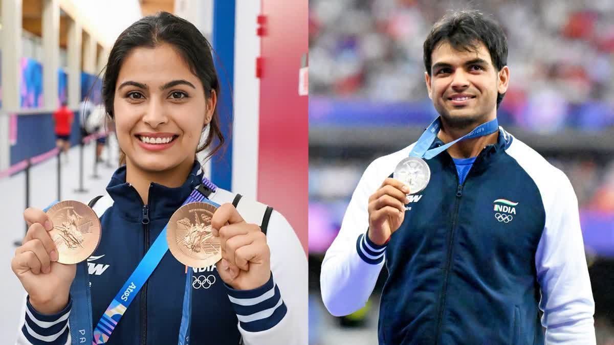 NEERAJ CHOPRA  MANU BHAKER  പാരീസ് ഒളിമ്പിക്‌സ്  സോഷ്യല്‍ മീഡിയ