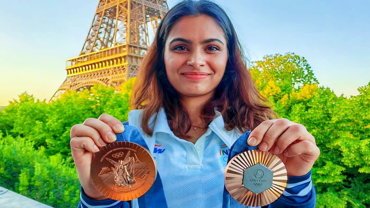 MANU BHAKAR  PARIS OLYMPICS  ഒളിമ്പിക്‌സ് മെഡൽ ജേതാവ് മനു ഭാക്കർ  പിആർ ശ്രീജേഷ്