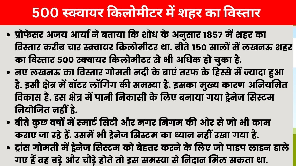 लखनऊ के ट्रांसगोमती क्षेत्र में वॉटर लॉगिंग की समस्या हमेशा रहेगी.