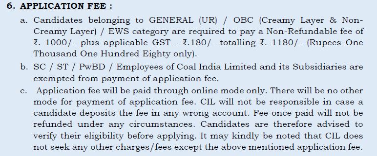 vacancy of Trainee Officers in Coal India Limited