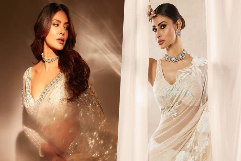 Mouni Roy dropped a string of pictures donning a sheer saree on Instagram as a treat to her fans.