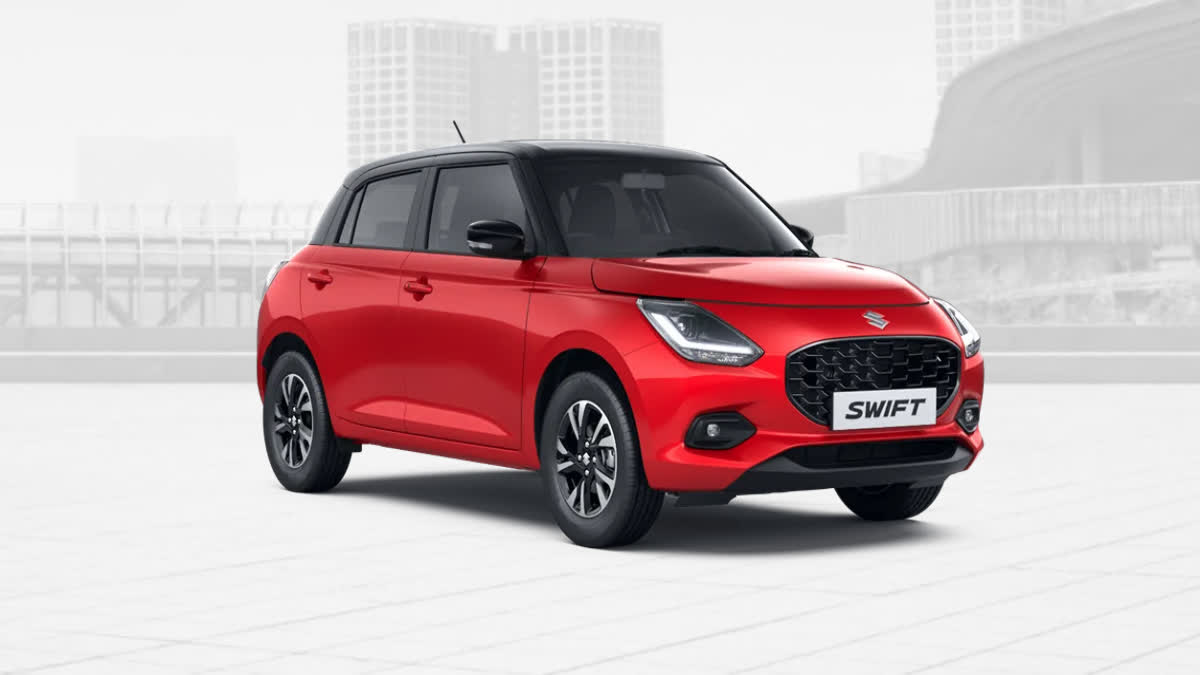 red color maruti suzuki swift cng car