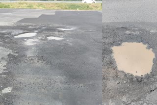 Potholes on the Delhi-Mumbai Expressway