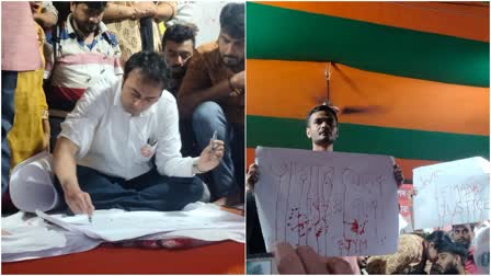 Bjp leader writes poster with blood