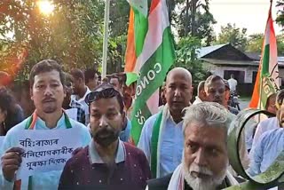 congress protest against margherita mla in tinsukia