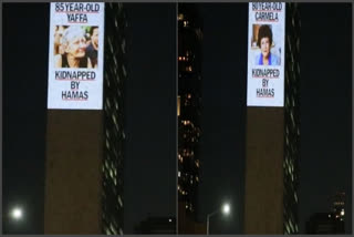 Images of Israeli hostages projected at UN headquarters in New York, demand release