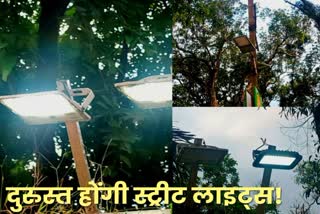 Municipal Corporation repairing street lights before Durga Puja in Ranchi