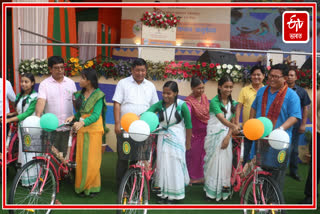Pramod Boro distributes bicycle in Kokrajhar