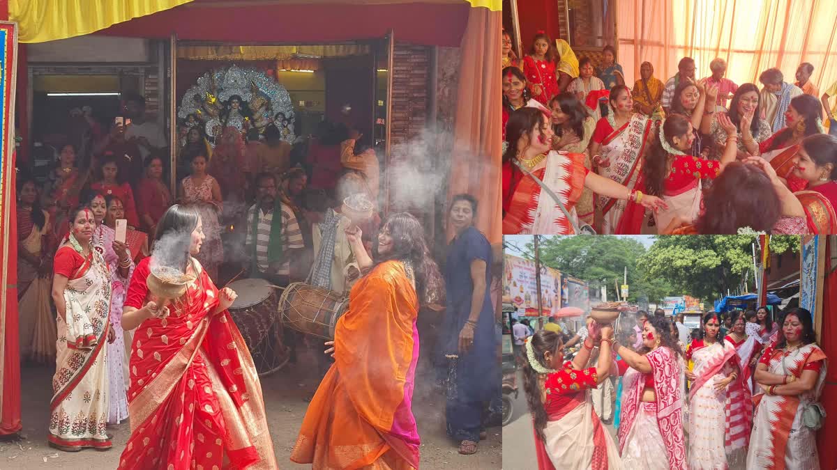 women-bid-farewell-to-maa-durga-by-sindoor-khela-in-giridih