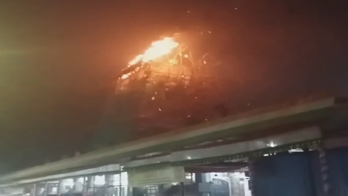 A fire broke out in Saibaba temples tower at Mylapore Chennai during Diwali Celebration