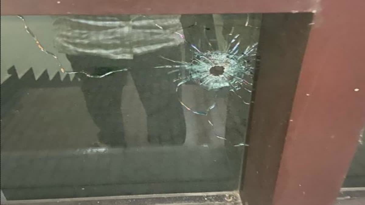 Suspected bullet hole in Assam MLA hostel  Suspected bullet hole in Assam MLA hostels window  എം എല്‍ എ ഹോസ്റ്റലിനുനേരെ വെടിവപ്പ്  Assam MLA hostel Assam MLA hostel  Bullet hole in Assam MLA hostel  ഗുവാഹത്തി വാർത്തകൾ  അസം പ്രതിപക്ഷ നേതാവ് ദേബബ്രത സൈകിയ