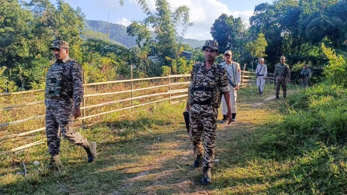 File photo of security personnel during a search operation and area domination in the vulnerable areas of hill and valley districts of Manipur.