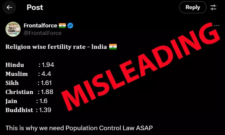 Communal X Post Compares Hindu, Muslim Fertility from Different Periods