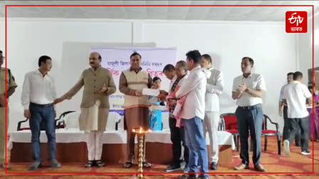 Jayant Mallabarua distributes cheques worth Rs 75,000 to 65 platforms in Majuli