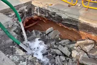 Road part collapsed