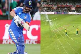 Rinku Singh apology for breaking media box glass  Rinku Singh breaks media box glass  IND vs SA T20I  India vs South Africa  Rinku Singh In 2nd IND vs SA T20I  റിങ്കു സിങ്  റിങ്കു സിങ് ഇന്ത്യ vs ദക്ഷിണാഫ്രിക്ക  റിങ്കു സിങ് സിക്‌സര്‍  Rinku Singh Six