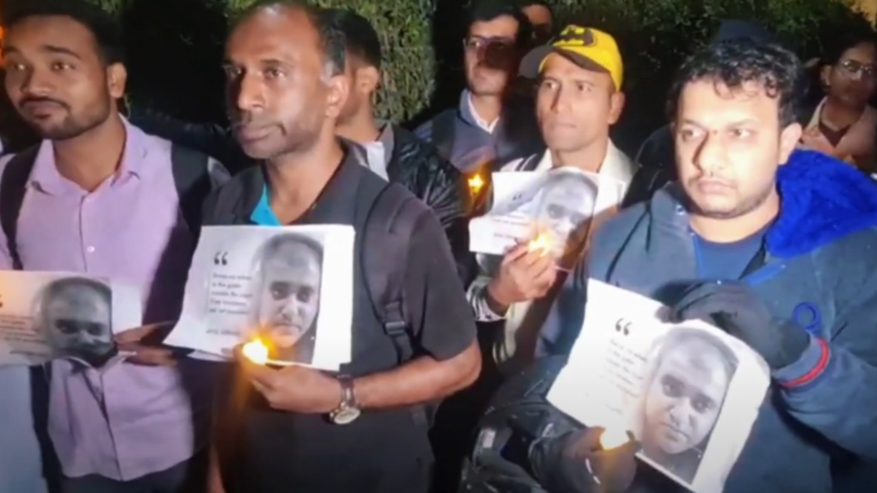 Justice for Atul Subhash: People protest in heavy rain demanding justice for the tragic death of tech expert