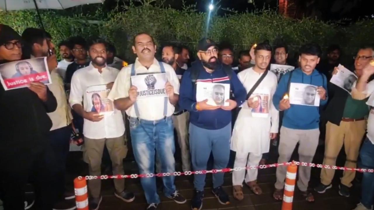 Justice for Atul Subhash: People protest in heavy rain demanding justice for the tragic death of tech expert