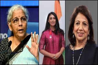 Nirmala Sitharaman, Roshni Nadar Malhotra and Kiran Mazumdar-Shaw