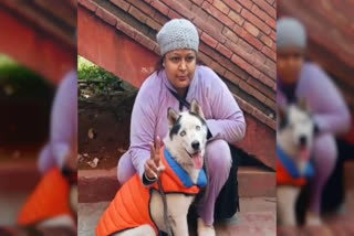 Congress worker Mehak Rajput with her pet dog