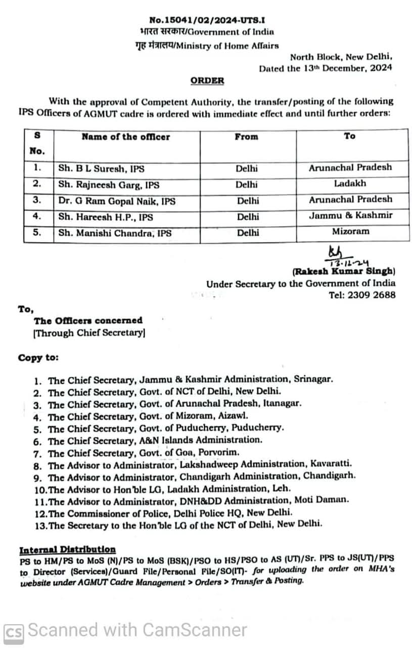 दिल्ली में चुनाव से पहले 5 IPS अधिकारियों का ट्रांसफर