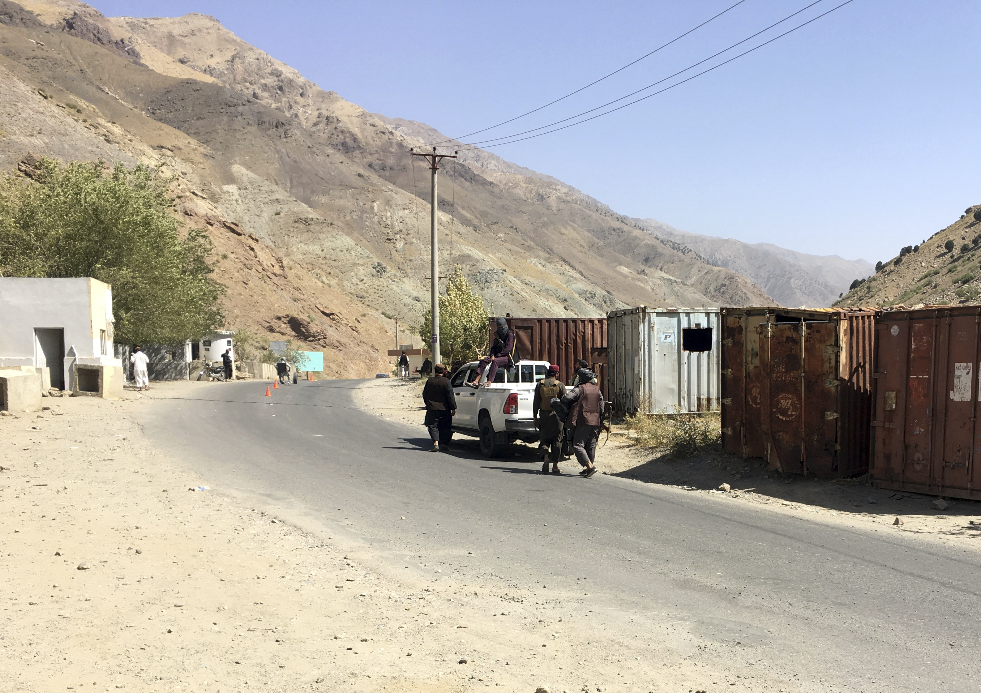 Taliban soldiers patrol in Panjshir province