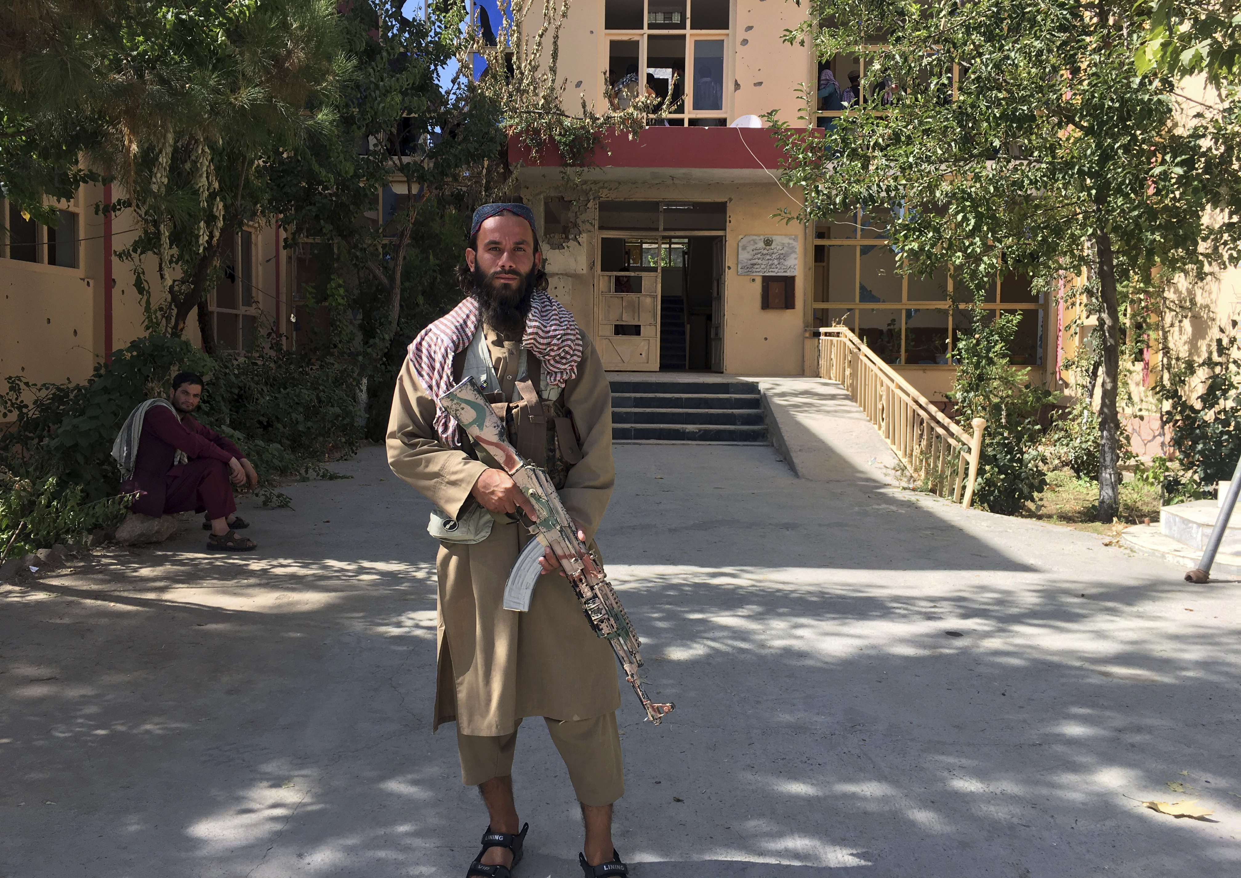 A Taliban soldier poses for a photograph in Panjshir